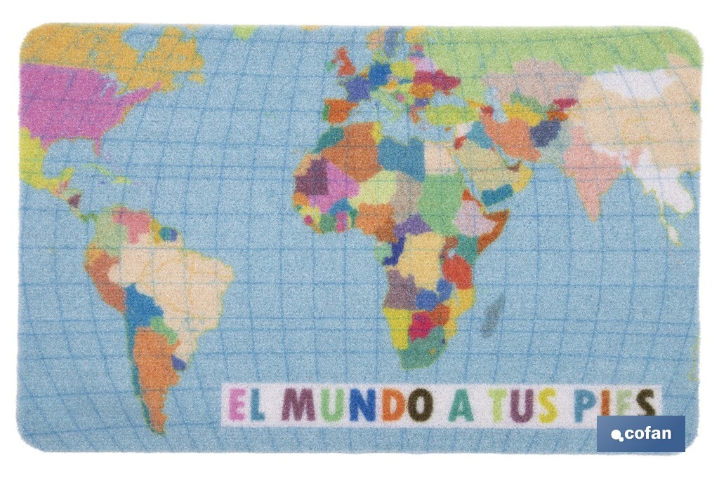 FELPUDO ESTAMPADO DIGITAL  EL MUNDO 40 X 60 CM