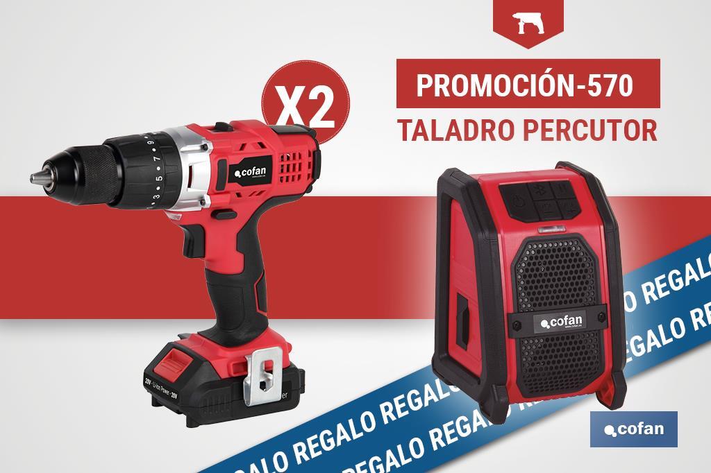 Pack de 2 taladros percutores a batería + altavoz Bluetooth de regalo | Herramientas de calidad