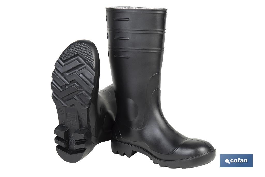 Botas de agua altas S-5 | Calzado de seguridad | Color: negro | Protección reforzada | Disponible desde la talla 38 hasta la 47