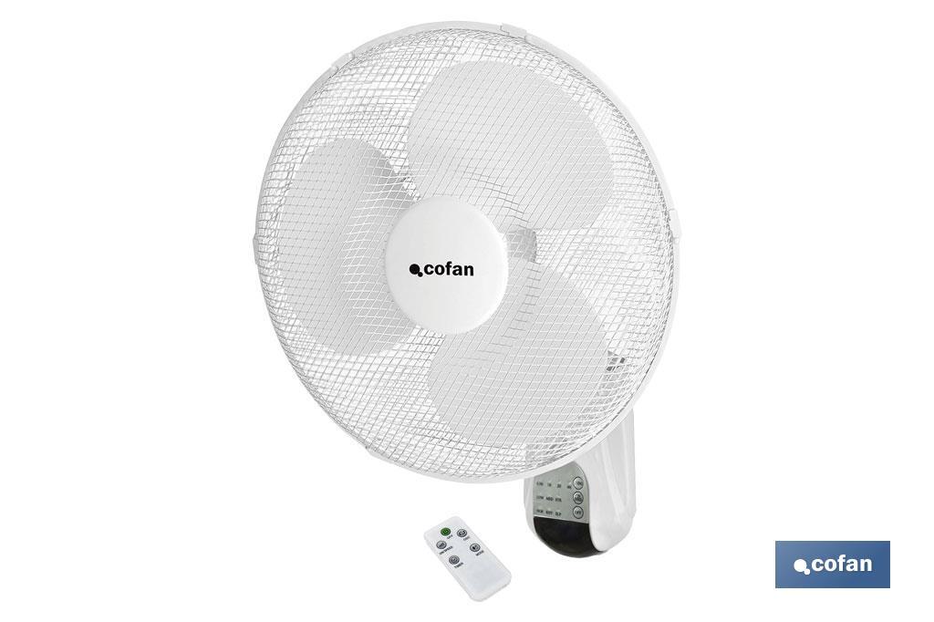 Ventilador de pared con temporizador y mando a distancia | Potencia de 50 W