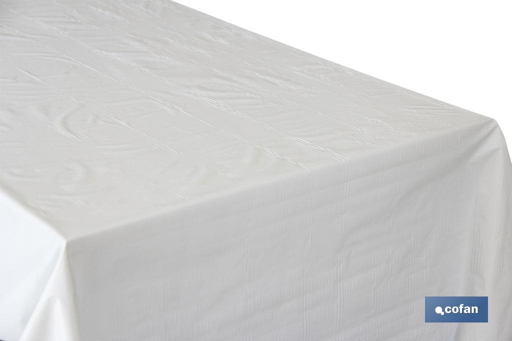 Protector de mesa | Medida 1,40 x 50 m | Material  PVC | Color blanco | Modelo Pureza