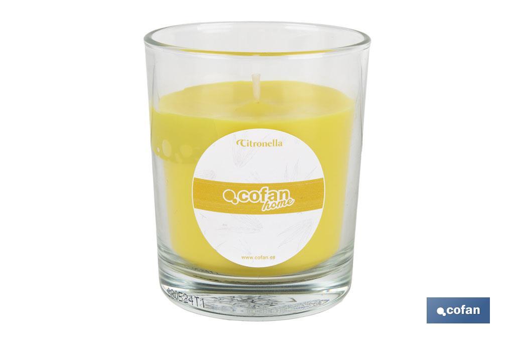 Velas aromáticas de citronela en vaso | Color: Amarillo | 28 horas de duración