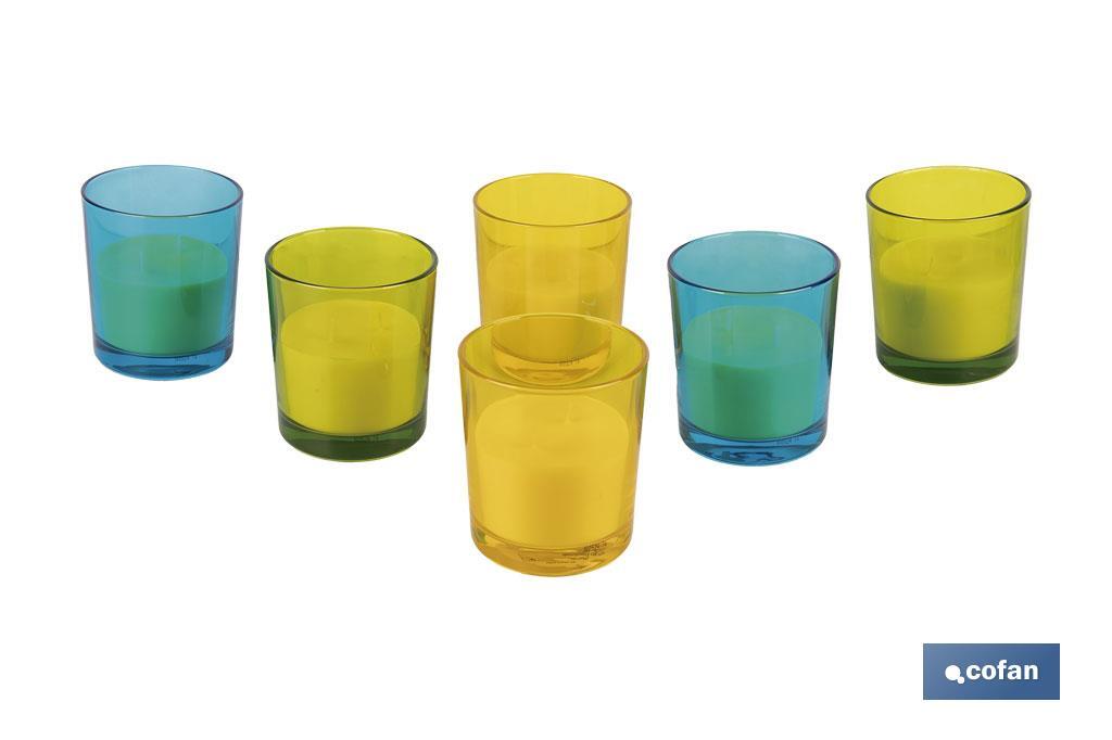 Velas Aromáticas de Citronela en Vasos de Colores | Protección Duradera durante 30 horas