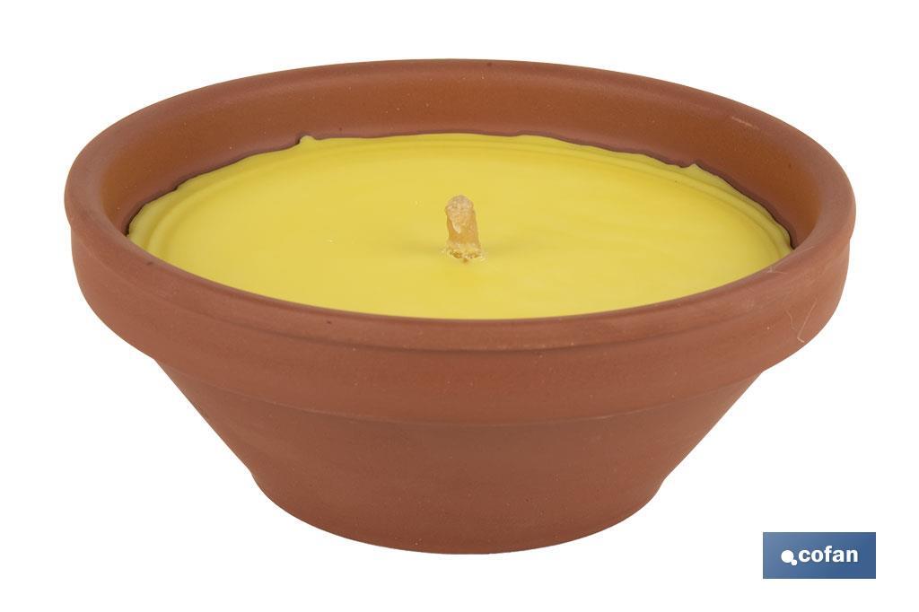 Velas aromáticas de citronela en recipiente de terracota | Duración: 20 horas