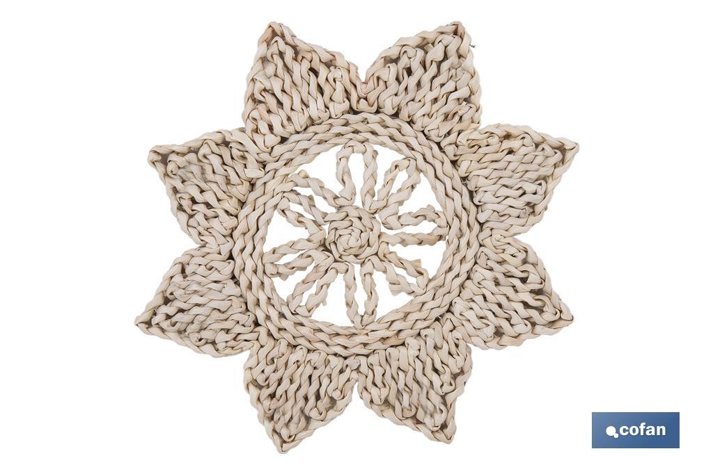 Bajoplatos en forma de estrella | Packs de 6 unidades de salvamanteles individuales | Material: fibra natural | Diámetro: 30 cm