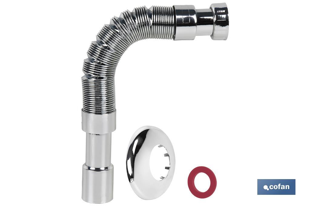 Tubo Flexible Metalizado | Longitud: 300-720 mm| Para Lavabo y Bidé | Medidas: 1 1/2 Ø32-40 mm o 2 2/2 Ø40-50 mm